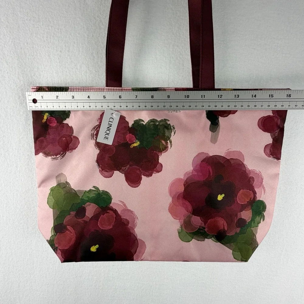 Clinique x Jonathan Cohen Floral‎ Tote Bag + Zip Pouch Set Floral Pink NWT